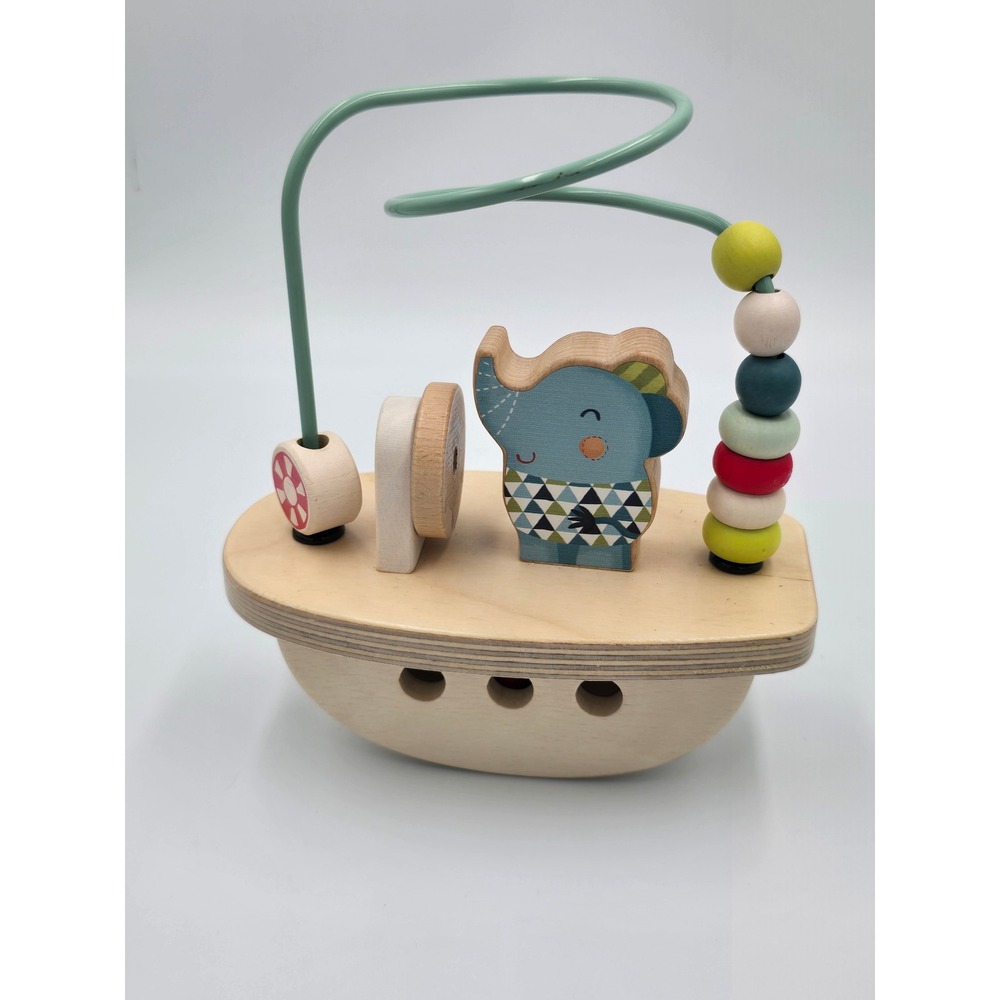Bababoo and Friends Wooden Bead Maze Rocking Boat Elephant Toddler Toy